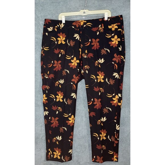 Eloquii Pants Womens 18 Black Floral Boho Office Chic Fall Workwear Indie Artsy - Picture 1 of 10